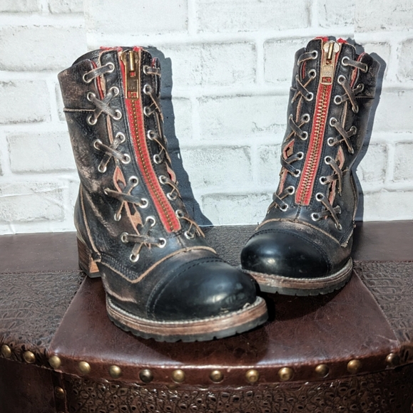 Freebird Liverpool Boot Size 9 RED ZIPPER Distressed Brown - Picture 3 of 11